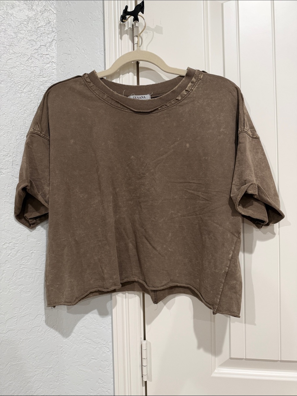 Brown Washed Cropped Tee
